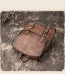 Fashion Brown LEATHER MEN'S College Backpack Travel Backpack Satchel School Backpack For Men - iwalletsmen