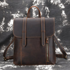 Cool Brown Leather Mens Backpack School Backpack Satchel Backpack for Men - iwalletsmen