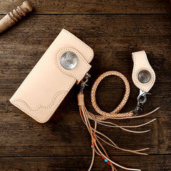 Cool Leather Biker Chain Wallet Mens Handmade Long Chain Wallets with Chain - iwalletsmen