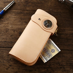 Leather Biker Chain Wallet Mens Cool Handmade Long Chain Wallet with Chain - iwalletsmen