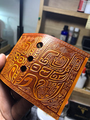 Handmade Tooled Grid Leather Brown Mens DICODES BOXMINI Holder Cigarette Case for Men - iwalletsmen