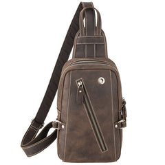 Best LEATHER MENS Sling Bags Sling Pack Vintage One Shoulder Backpack Chest Bag For Men - iwalletsmen