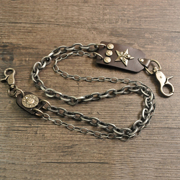Cool Men's Silver Skull Double Long Wallet Chain Pants Chain Biker Wallet Chain For Men - iwalletsmen