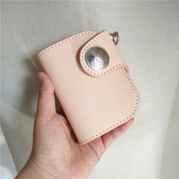 [On Sale] Handmade Mens Leather Bifold Biker Chain Wallets Cool Small Biker Wallet with Chain - iwalletsmen