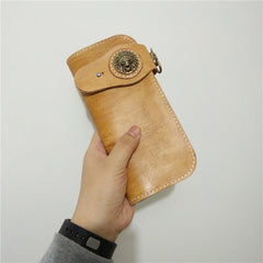 [On Sale] Badass Mens Leather Biker Chain Wallet Badass Long Biker Wallet with Chain - iwalletsmen
