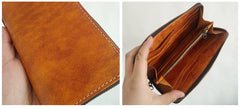 [On Sale] Handmade Mens Long Biker Wallet with Chains Cool Zipper Leather Biker Chain Wallets - iwalletsmen