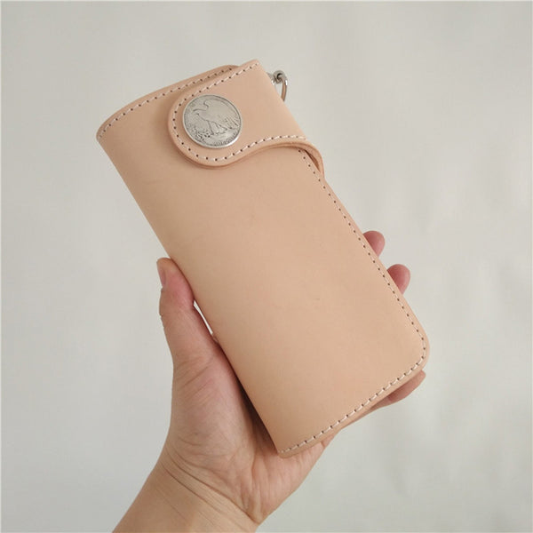 [On Sale] Badass Mens Leather Biker Chain Wallets Handmade Long Biker Wallets with Chain - iwalletsmen