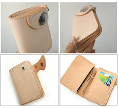 [On Sale] Handmade Mens Leather Bifold Biker Chain Wallet Cool Small Biker Wallets with Chain - iwalletsmen