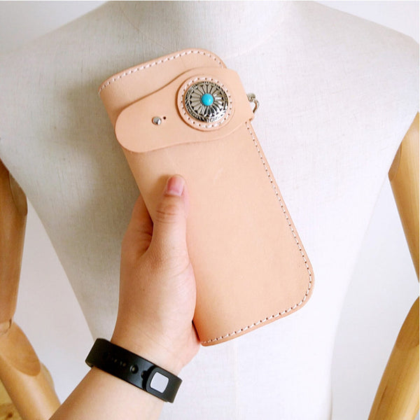 [On Sale] Cool Mens Leather Biker Chain Wallet Badass Long Biker Wallet with Chain - iwalletsmen