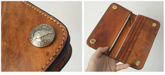 [On Sale] Handmade Mens Long Biker Wallets with Chain Cool Zipper Leather Biker Chain Wallets - iwalletsmen