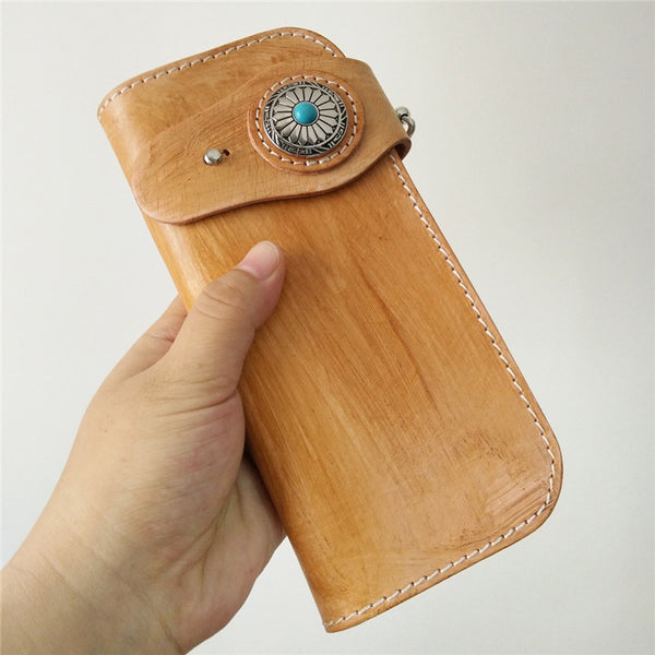 [On Sale] Badass Mens Leather Biker Chain Wallet Badass Long Biker Wallet with Chain - iwalletsmen