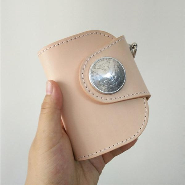 [On Sale] Handmade Mens Leather Biker Chain Wallets Cool Small Biker Wallet with Chains - iwalletsmen