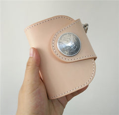 [On Sale] Handmade Mens Leather Small Wallets Cool billfold Wallet for Men - iwalletsmen