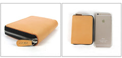 [On Sale] Handmade Zipper Wallet Mens Brown Leather Small Wallet Zip Wallet Mens Zipper Wallet - iwalletsmen