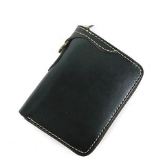 [On Sale] Handmade Mens Zip Wallet Leather Biker Chain Wallet Cool Small Biker Wallet Mens Zipper Wallet - iwalletsmen