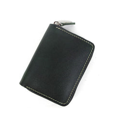 [On Sale] Handmade Zipper Wallet Mens Brown Leather Small Wallet Zip Wallet Mens Zipper Wallet - iwalletsmen