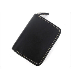 [On Sale] Handmade Zipper Wallet Mens Blue Leather Small Wallet Zip Wallet Mens Zipper Wallet - iwalletsmen