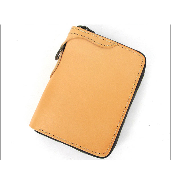 [On Sale] Handmade Mens Leather Biker Chain Wallets Cool Small Biker Wallet with Zipper - iwalletsmen