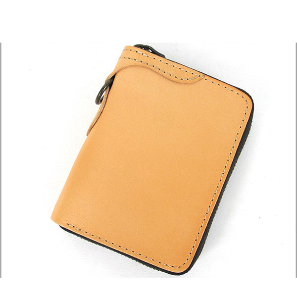 [On Sale] Handmade Mens Zip Wallet Leather Biker Chain Wallet Cool Small Biker Wallet Mens Zipper Wallet - iwalletsmen