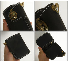 [On Sale] Handmade Mens Leather Small Biker Chain Wallet Cool billfold Biker Wallets with Chain - iwalletsmen