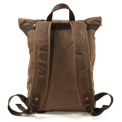 Gray Waterproof Canvas Mens Rollup Backpack Travel Backpack Waxed Canvas Hiking Backpack For Men - iwalletsmen