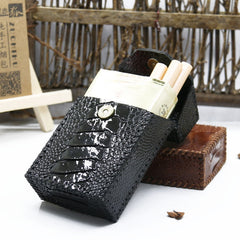 Cool Handmade Leather Mens Black Floral Cigarette Holder Case for Men - iwalletsmen