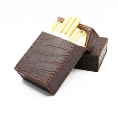 Cool Handmade Leather Mens Coffee Cigarette Holder Case for Men Alligator Pattern - iwalletsmen