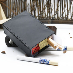 Cool Handmade Leather Mens Black Cigarette Holder Case for Men - iwalletsmen