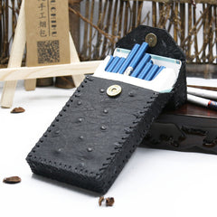 Handmade Leather Black Womens Cigarette Holder Case Cigarette Holder for Women - iwalletsmen