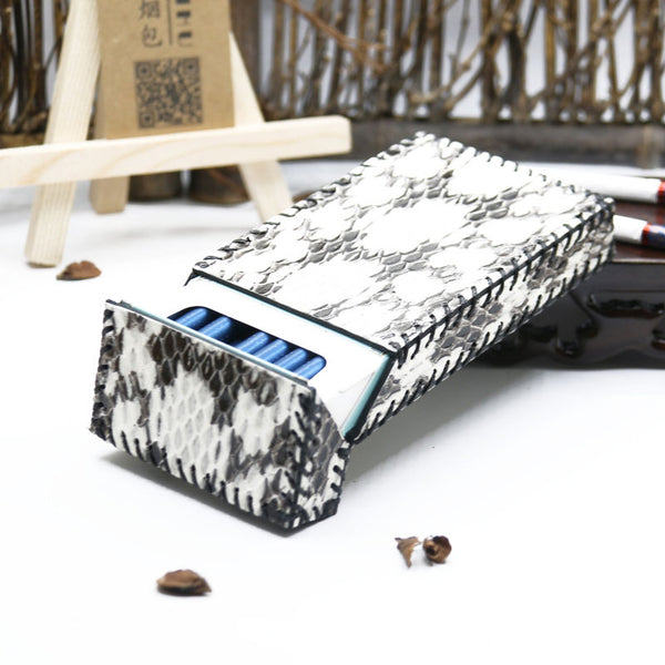 Cute Handmade Snake Leather Womens White Cigarette Holder Case for Women - iwalletsmen
