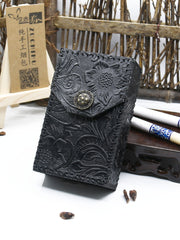 Cool Leather Mens Engraved Floral Handmade Cigarette Holder Case for Men - iwalletsmen