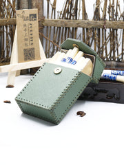Cool Cigarette Holder Handmade Leather Mens Green Cigarette Holder Cases for Men - iwalletsmen