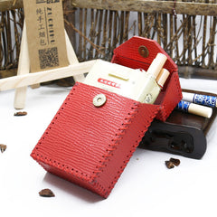 Cute Handmade Leather Womens Red Cigarette Holder Case for Women - iwalletsmen