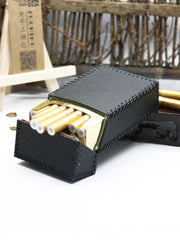 Cool Handmade Leather Cigarette Holder Mens Black Cigarette Holder Case for Men - iwalletsmen