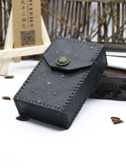 Cool Cigarette Holder Handmade Leather Mens Black Cigarette Holder Cases for Men - iwalletsmen