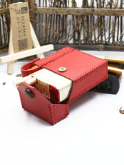 Handmade Leather Womens Red Cigarette Holder Case with Lighter holder for Women - iwalletsmen