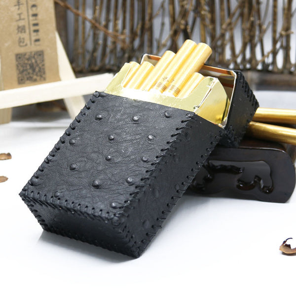 Cool Leather Cigarette Holder Handmade Leather Mens Black Cigarette Holder Case for Men - iwalletsmen