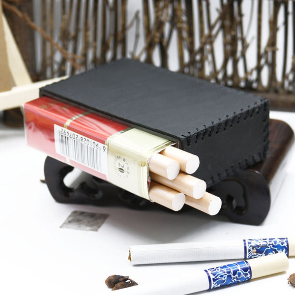 Cool Black Leather Cigarette Holder Handmade Leather Mens Cigarette Holder Case for Men - iwalletsmen