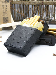 Cool Leather Cigarette Holder Handmade Leather Mens Black Cigarette Holder Case for Men - iwalletsmen