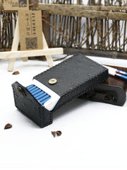 Handmade Leather Black Womens Cigarette Holder Case Cigarette Holder for Women - iwalletsmen