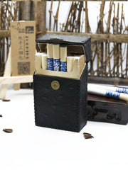 Cool Cigarette Holder Handmade Leather Mens Black Cigarette Holder Cases for Men - iwalletsmen