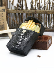 Cool Handmade Leather Mens Black Floral Cigarette Holder Case for Men - iwalletsmen