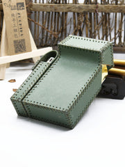 Cool Handmade Leather Mens Green Cigarette Holder Case with Lighter holder for Men - iwalletsmen