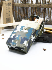 Handmade Leather Cigarette Holder Mens Camouflage Cool Cigarette Holder Case for Men - iwalletsmen