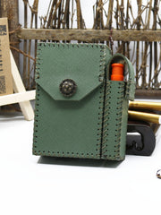 Cool Handmade Leather Mens Green Cigarette Holder Case with Lighter holder for Men - iwalletsmen