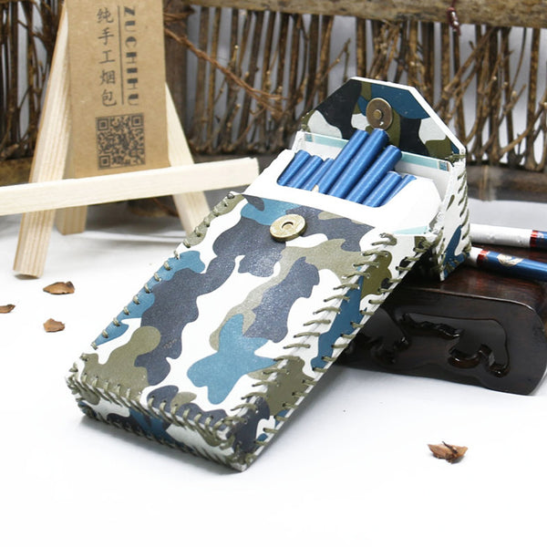 Handmade Camouflage Leather Womens Cigarette Holder Case for Women - iwalletsmen