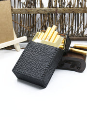 Handmade Cool Shark Leather Mens Cigarette Holder Case Black Cigarette Holder for Men - iwalletsmen