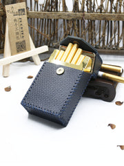 Cool Cigarette Holder Handmade Leather Mens Dark Blue Cigarette Holder Cases for Men - iwalletsmen