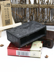 Cool Cigarette Holder Handmade Leather Mens Black Floral Cigarette Holder Cases for Men - iwalletsmen