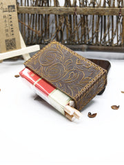 Cool Cigarette Holder Handmade Leather Mens Coffee Floral Cigarette Holder Cases for Men - iwalletsmen